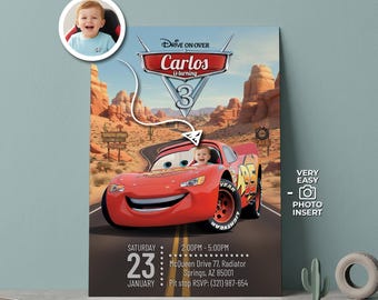 Lightning McQueen Birthday Invitation Desert Race Photo Insert