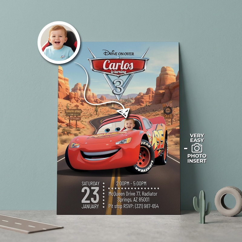 Invitation rayo mcqueen - Etsy México