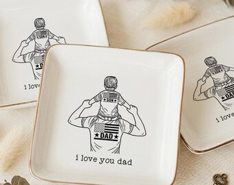 Personalized Dad Jewelry Dish, Custom Father Son Ring Dish, I Love You Dad Trinket Tray, Father’s Day Gift From Son