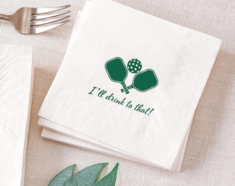 Pickleball Party Cocktail Napkins, I'll Drink to that, Preppy Birthday Party Supplies, Sports Party, Pickleball Wedding or Shower Decor