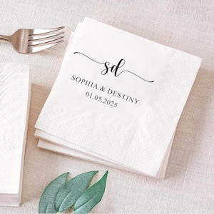 Personalized Wedding Napkins, Wedding Cocktail Napkins, Rehearsal Dinner Napkins, Monogram Anniversary Napkins, Custom Alphabet name