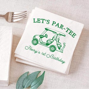 Personalized Golf Birthday Napkins, Let&#39;s Par-tee, Hole in one, Golf 1st Birthday, Golf Birthday Napkins, Golf Party Napkins Decor