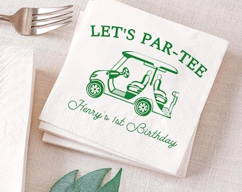 Personalized Golf Birthday Napkins, Let's Par-tee, Hole in one, Golf 1st Birthday, Golf Birthday Napkins, Golf Party Napkins Decor