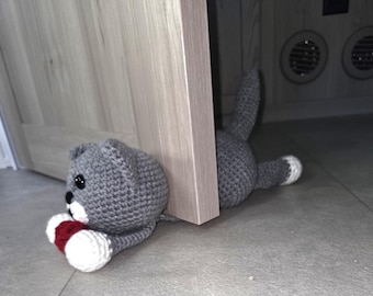 Crocheted Cat Door Stop.