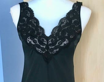 Warner's Long Black Lace Nightgown