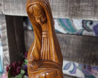 ヴィンテージの手彫りの聖母子像 - Etsy 日本