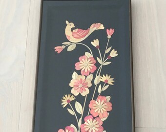 Russian Bird & Flower Wood Diorama