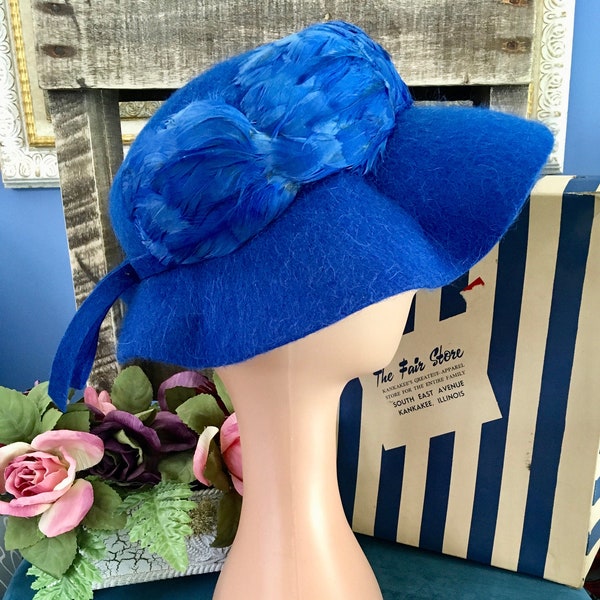 Henry Pollak Melosoie Royal Blue 1950s Hat