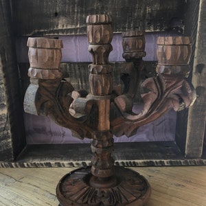 Wood Five-Arm Candelabra Made in Mexico image 1