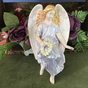 Pearlized Hand Painted Angel with Wreath