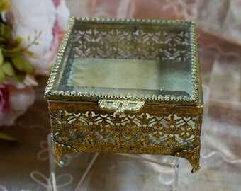 gold glass trinket box
