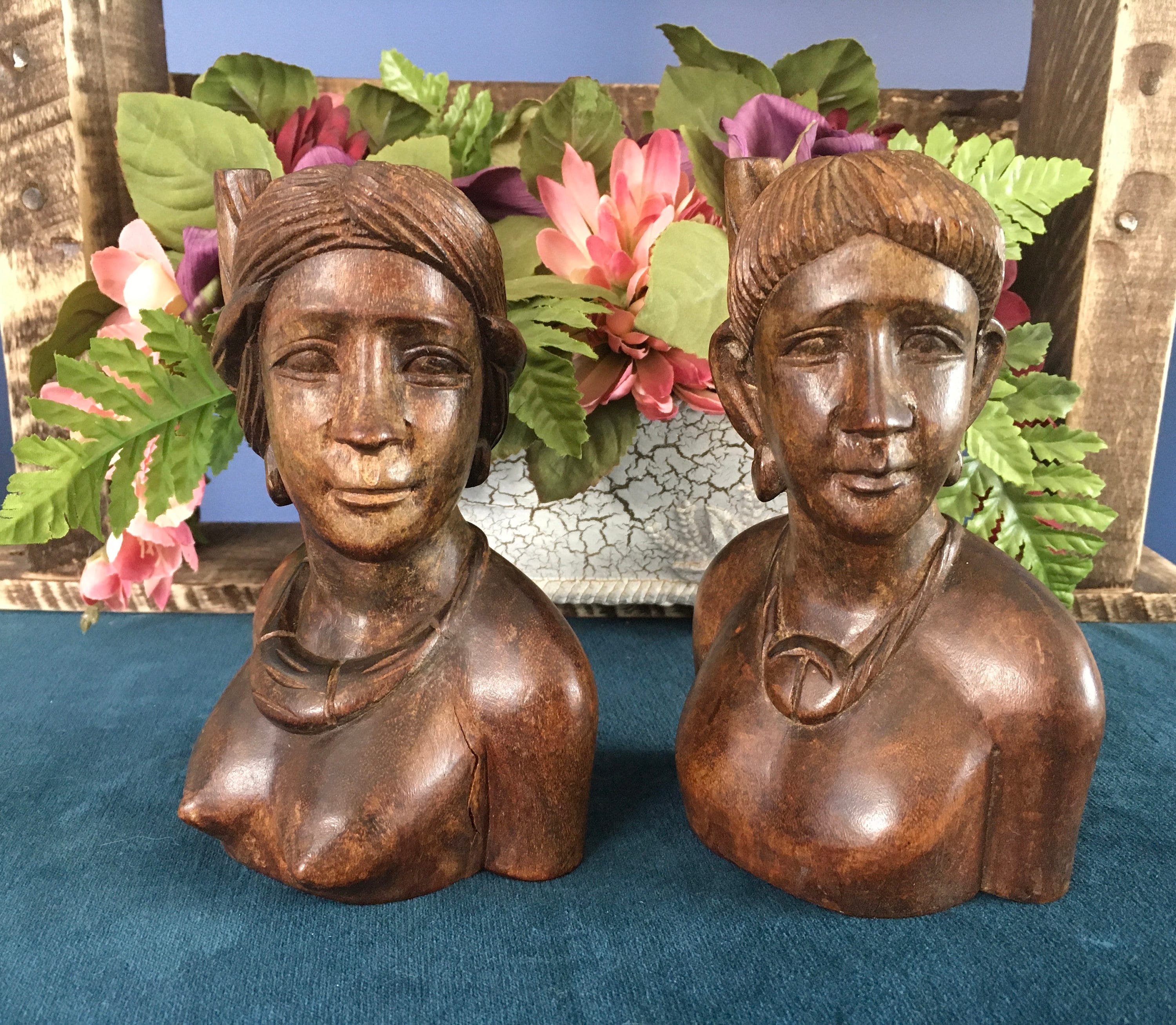 フィリピンの男女の木彫り胸像 - Etsy 日本