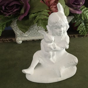 Ready-to-Paint Bisque Indian Girl with Rabbit