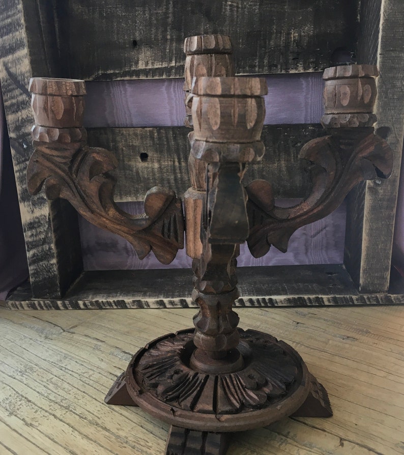 Wood Five-Arm Candelabra Made in Mexico image 2