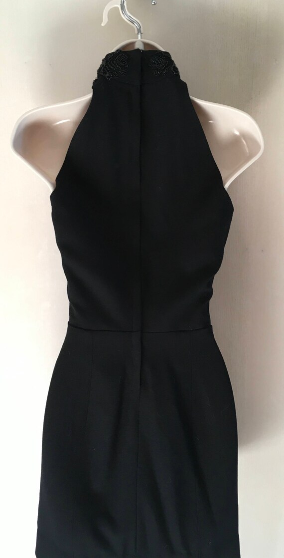 Black Wool Crepe Beaded Dress - image 6