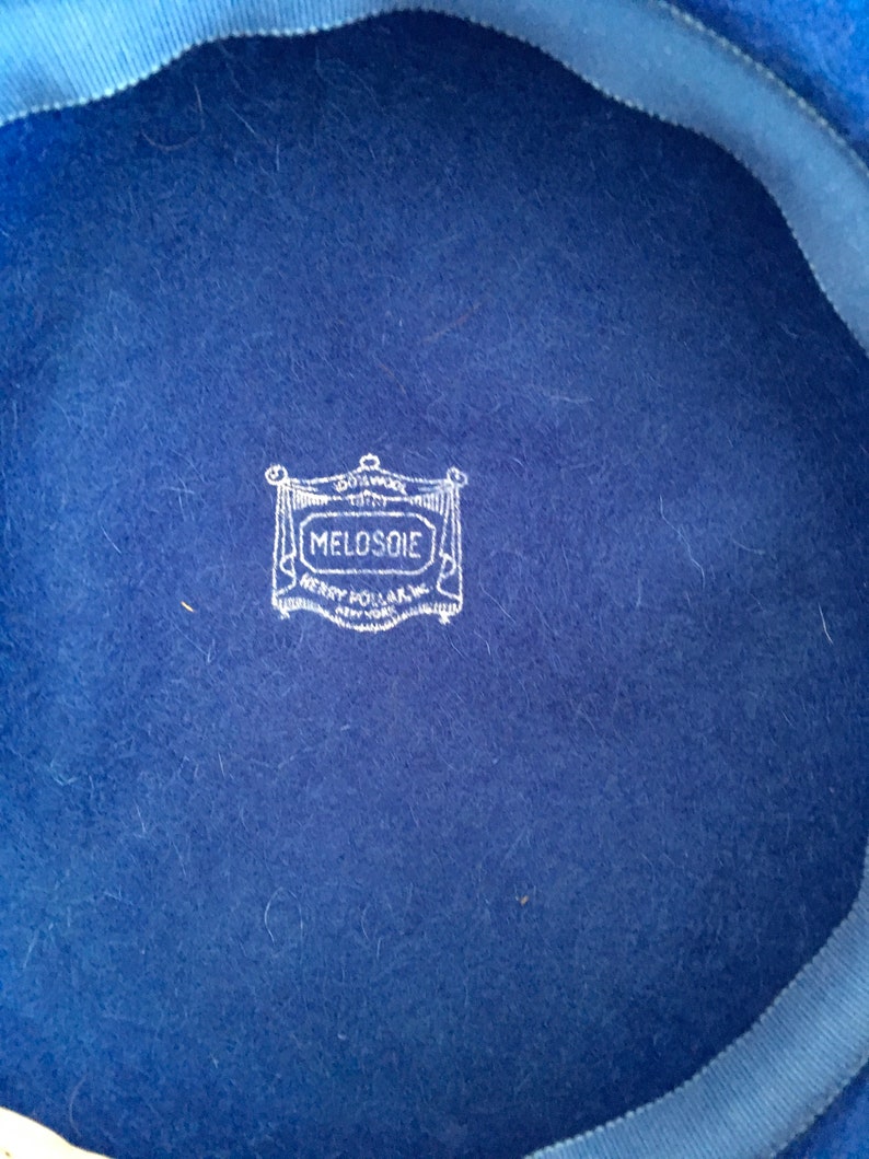 Henry Pollak Melosoie Royal Blue 1950s Hat image 9