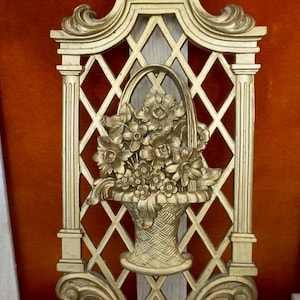 Gold Basket of Flowers Wall Plaque