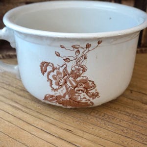 White With Brown Flowers Chamber Pot Labeled Poppy DR England