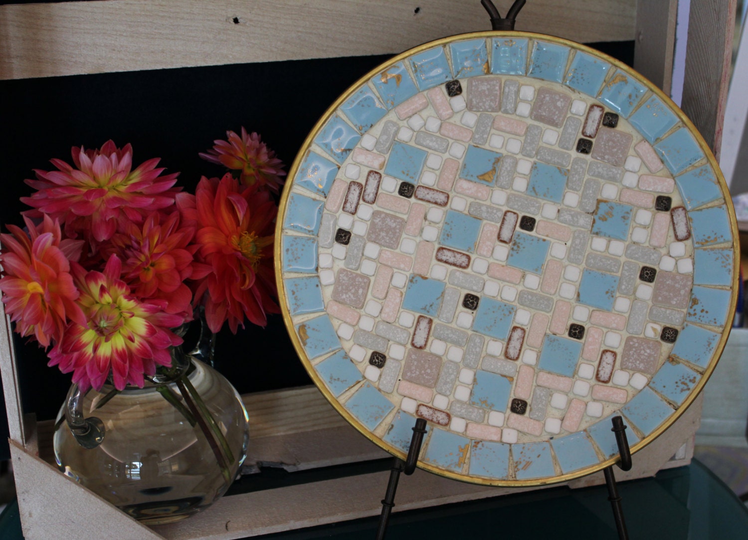Midcentury Mosaic Tile Plate Etsy