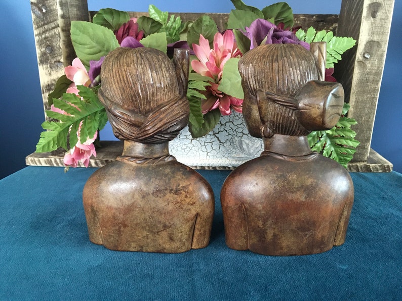 Carved Wood Philippines Busts of Man and Woman Etsy