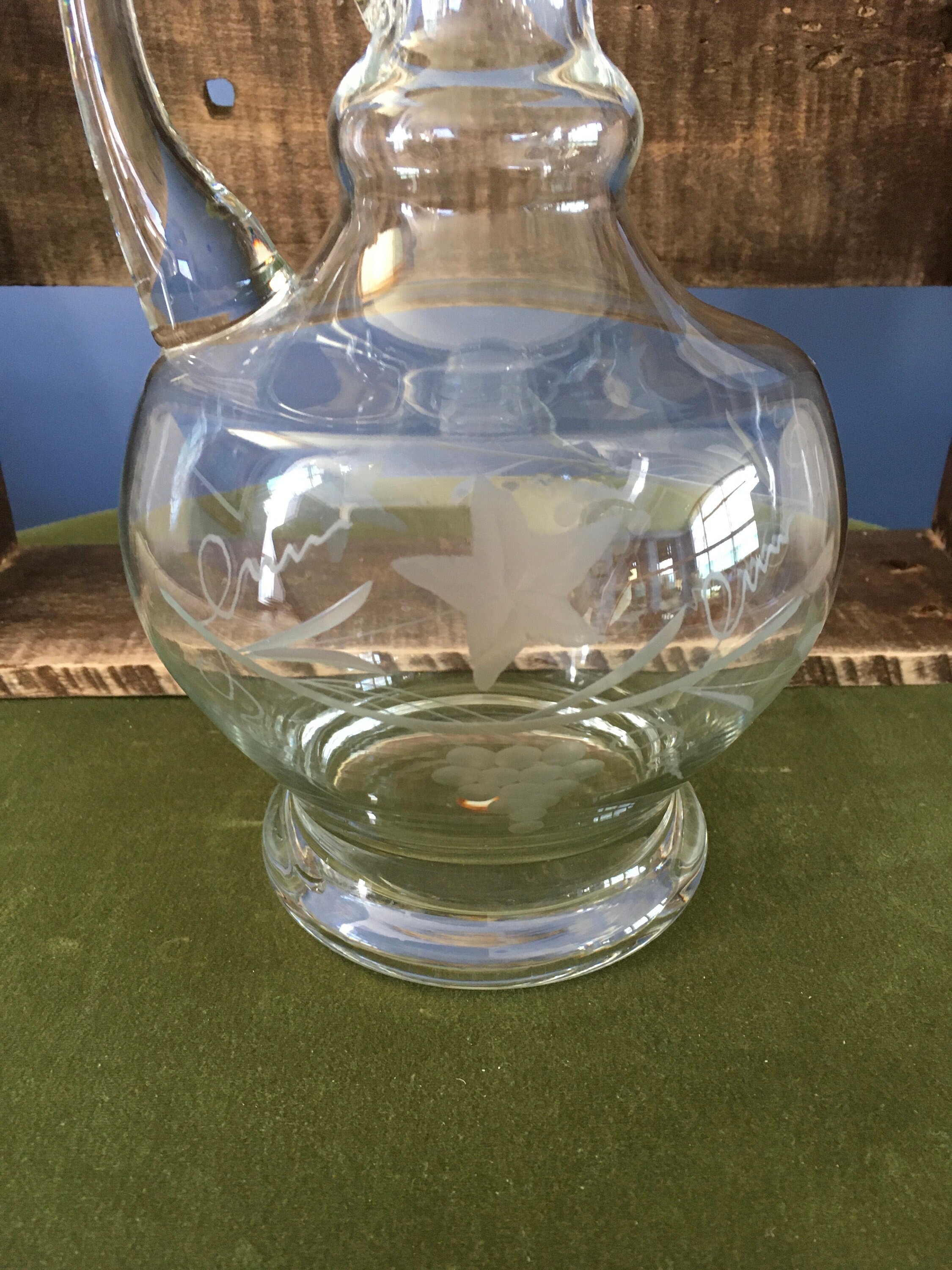 Etched Glass Carafe Made in Romania Etsy