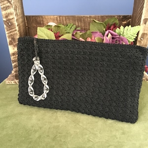 Black Crocheted Clutch Bag