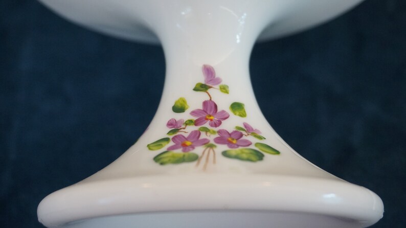Milk Glass Compote with Violets