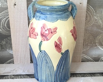 Art Nouveau Vase with Flowers Made in Japan