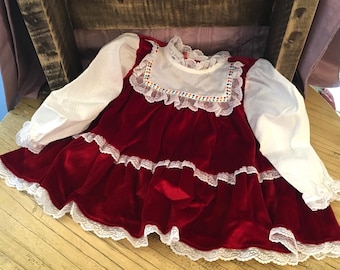 Red Velvet Dress for 18 Month