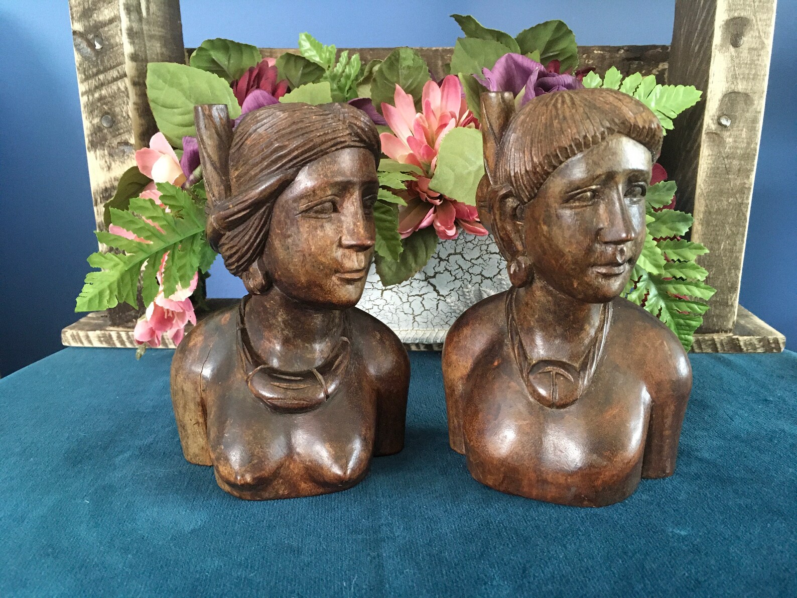 Carved Wood Philippines Busts of Man and Woman Etsy