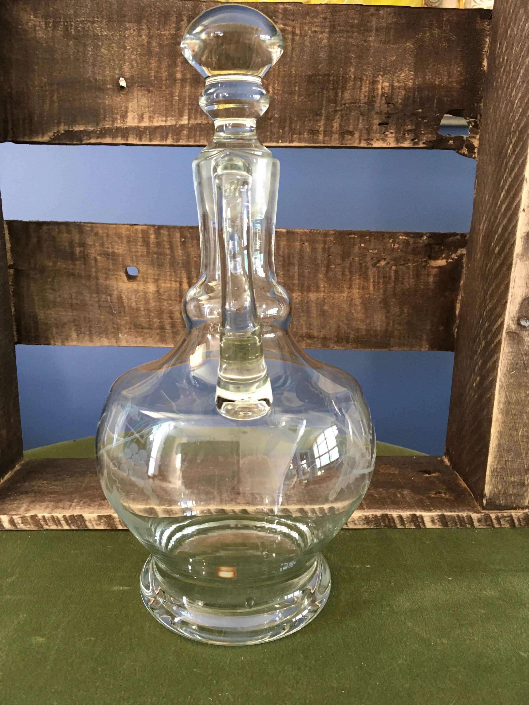 Etched Glass Carafe Made in Romania Etsy