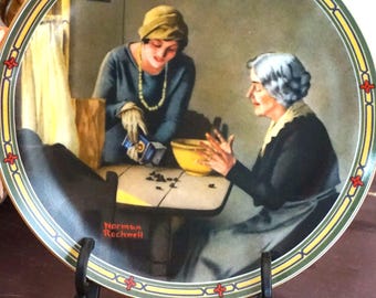 Plato de colección de Edwin M. Knowles "Una familia llena" de Norman Rockwell