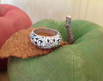 Sterling Silver Carved Openweave Dome Ring