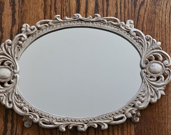 Ivory Cast Iron Mirrored Vanity Tray