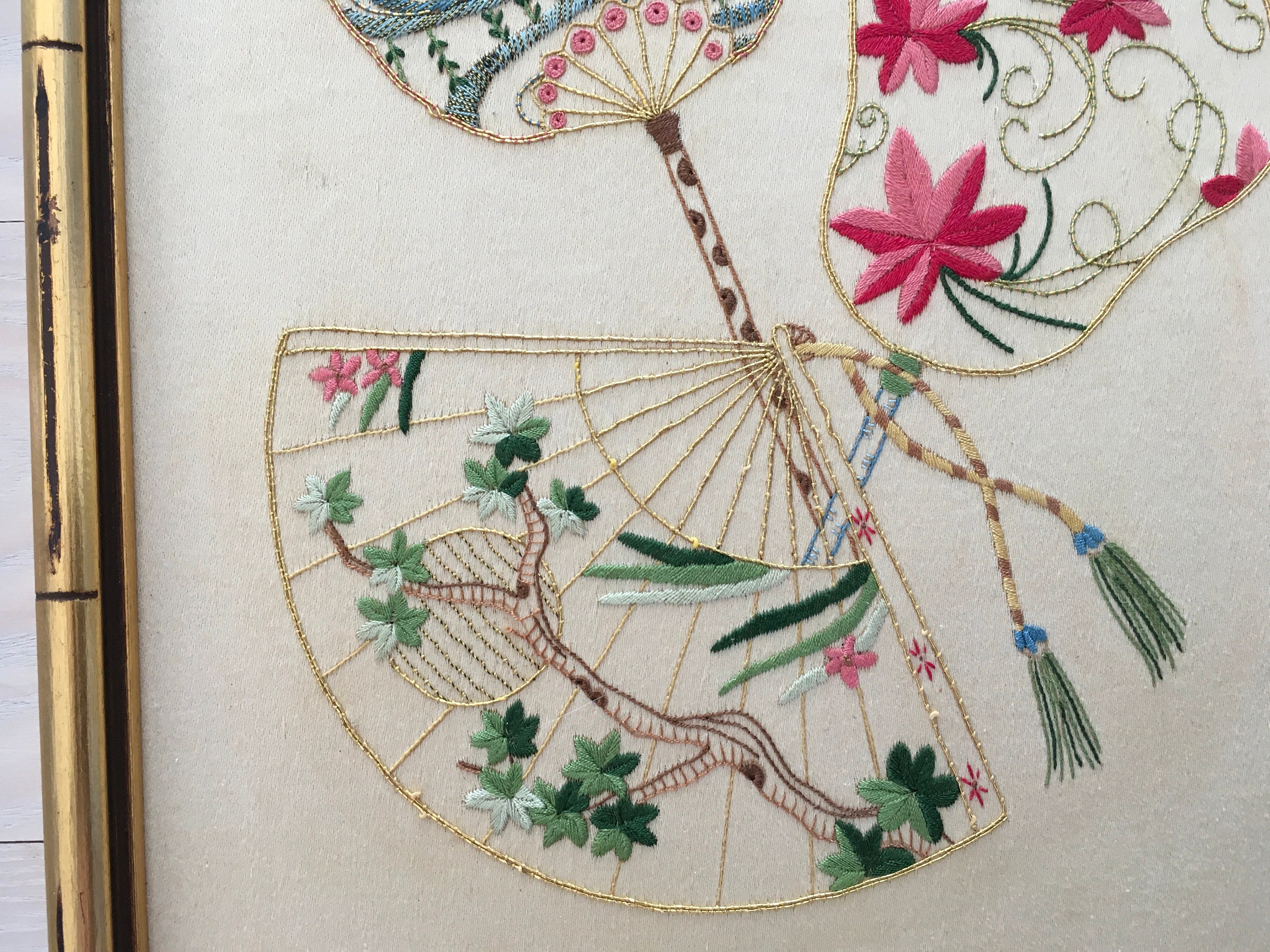 Elsa Williams Framed Embroidered Asian Fans Picture - Etsy