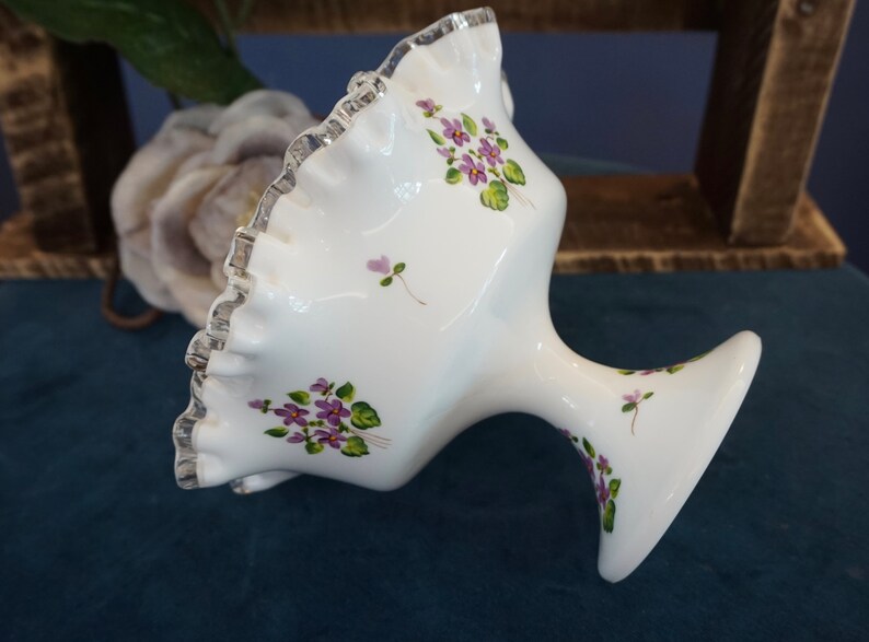 Milk Glass Compote with Violets
