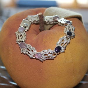 Amethyst Sterling Silver Link Bracelet