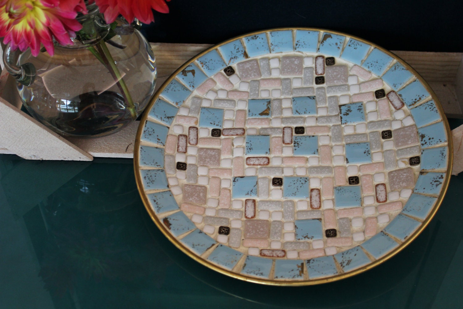 Midcentury Mosaic Tile Plate Etsy
