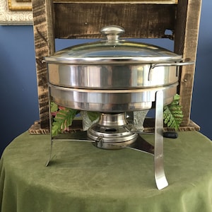 Chrome and Glass 1970s Chafing Dish (Warming Dish)
