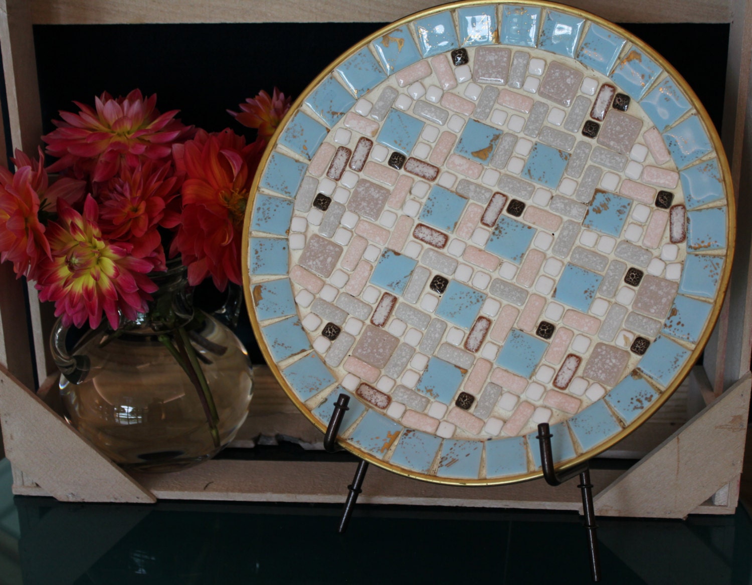 Midcentury Mosaic Tile Plate Etsy