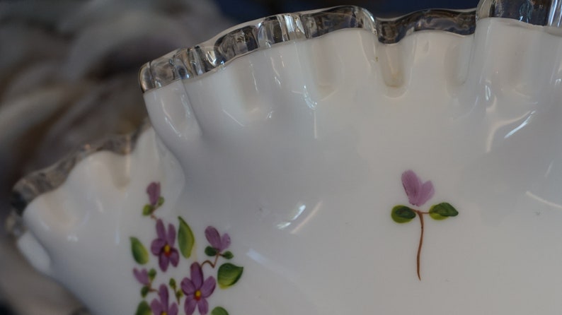 Milk Glass Compote with Violets
