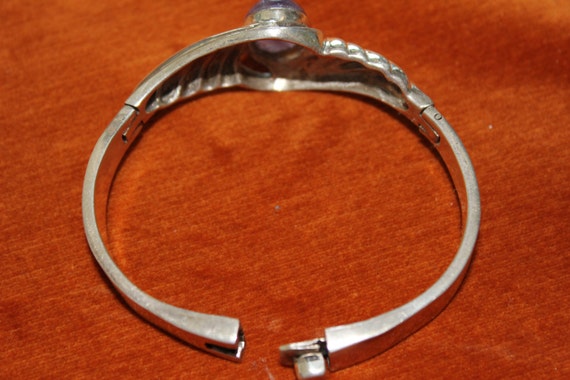 Sterling Silver Hinged Amethyst Bangle - image 3