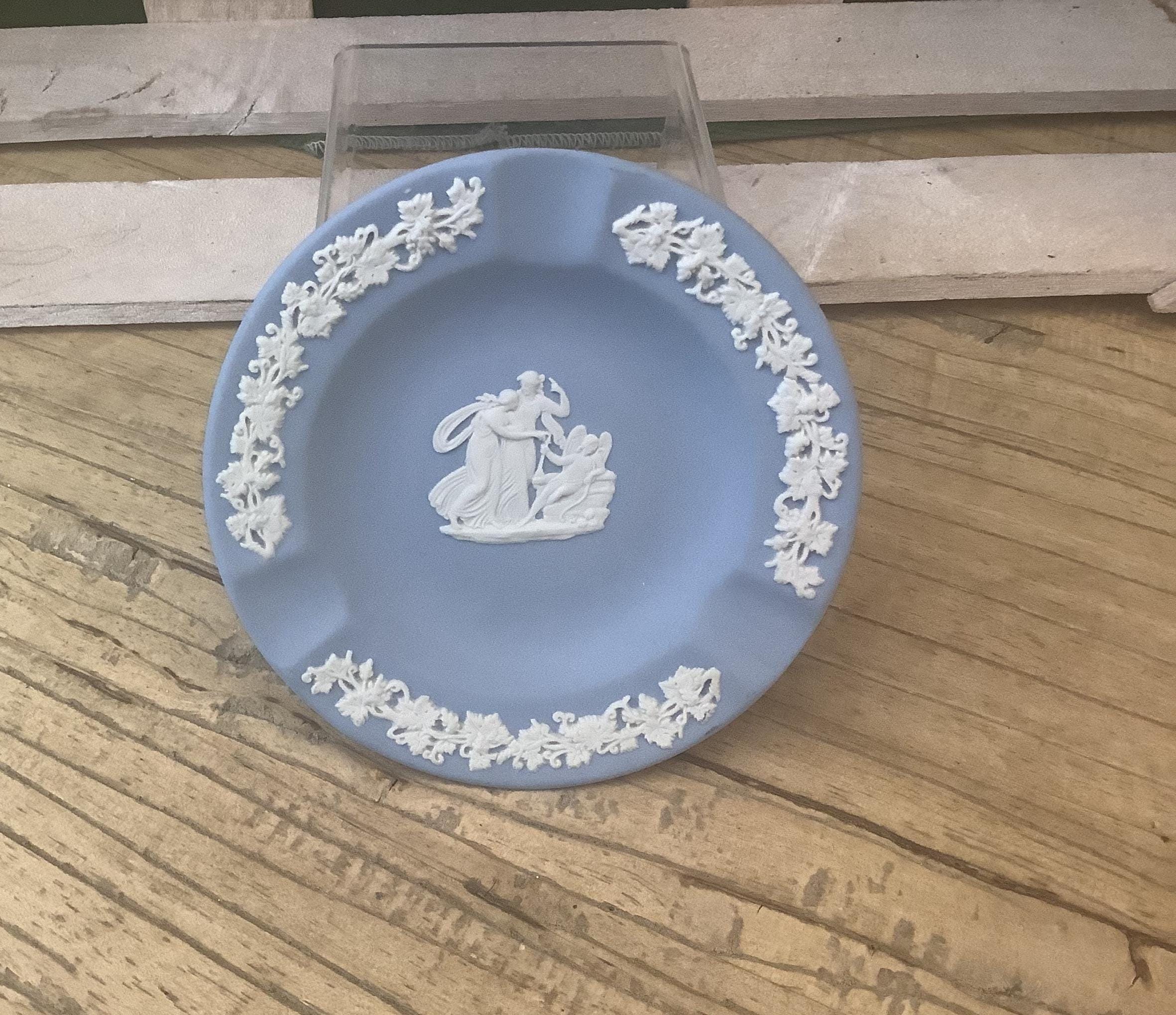 Wedgwood Blue Jasperware Ashtray with Classical Relief Design