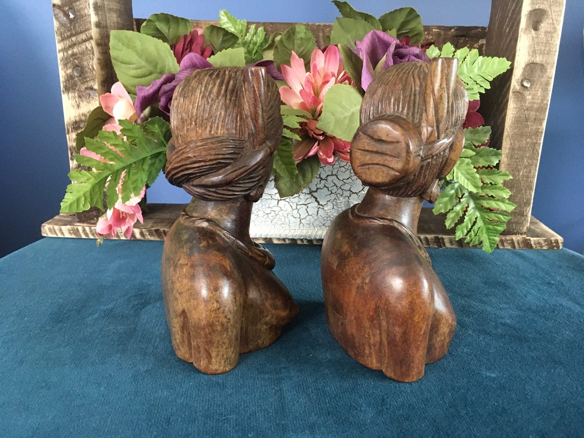 Carved Wood Philippines Busts of Man and Woman Etsy