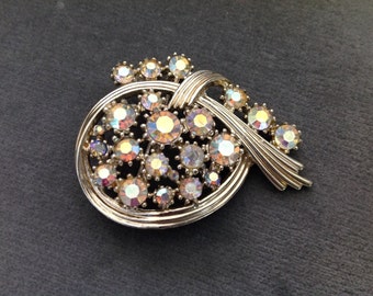 Aurora Borealis Rhinestone Brooch