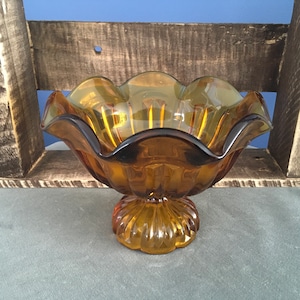 Amber Glass Compote
