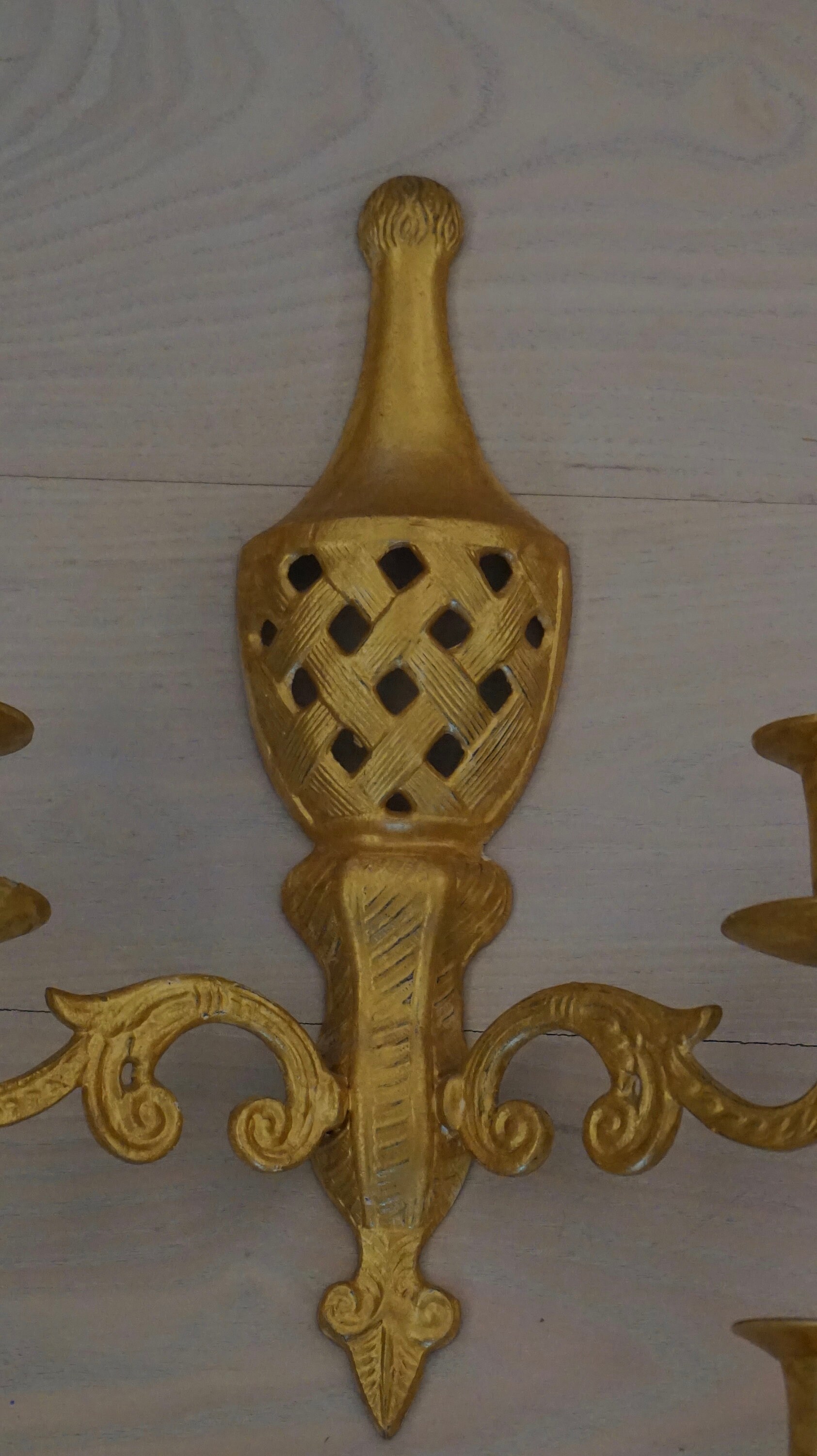 Pair of Gold Tone Two Candle Wall Sconces Etsy