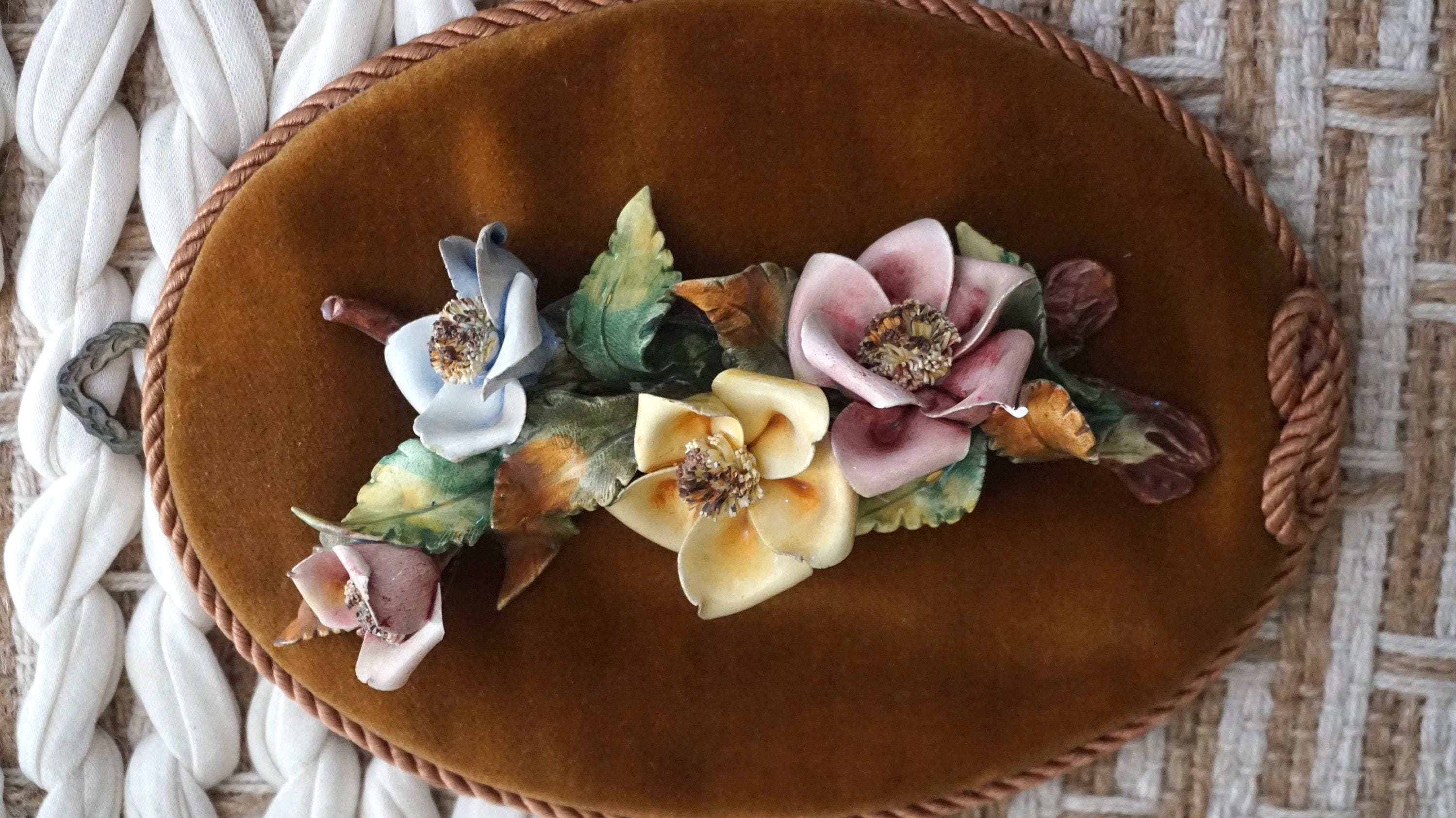 Bone China Flowers on Velvet Backing - Etsy