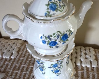 Floral Teapot with Warming Stand