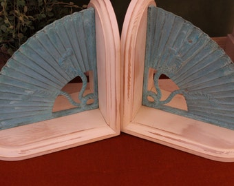 Turquoise Metal Fan Bookends